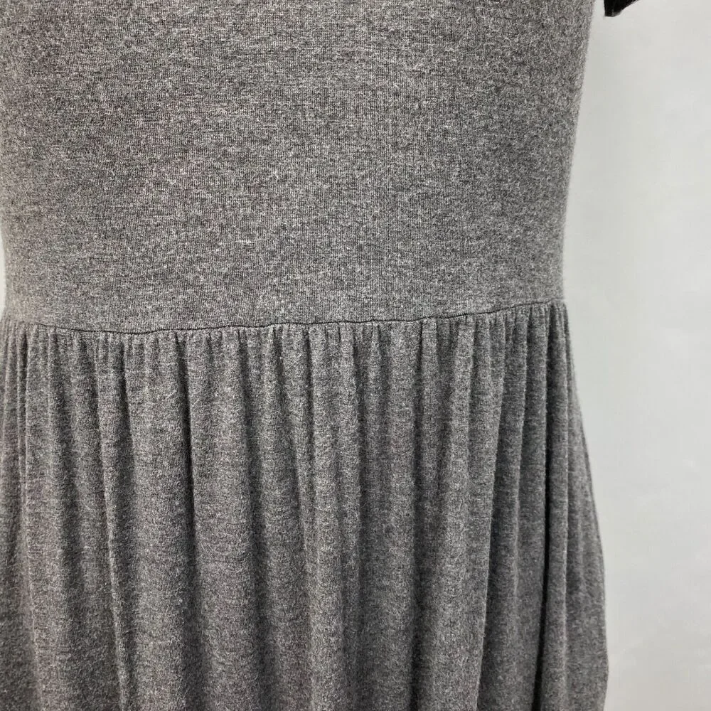 DB Moon Womans Gray Knit Dress Medium Fit N Flare Pockets Boho Peasant Casual